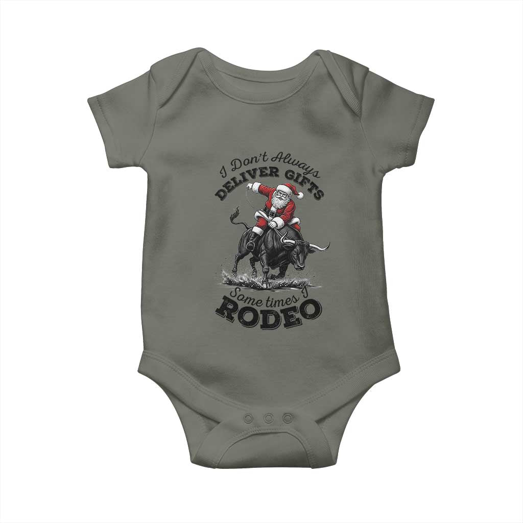 Funny Black Santa Cowboy Bull Rider Christmas Baby Onesie I Do Not Deliver Gifts I Rodeo - Wonder Print Shop