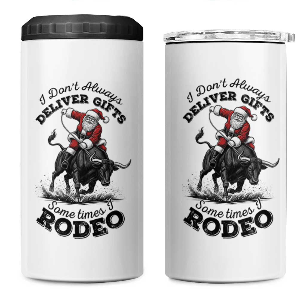 Funny Black Santa Cowboy Bull Rider Christmas 4 in 1 Can Cooler Tumbler I Do Not Deliver Gifts I Rodeo - Wonder Print Shop