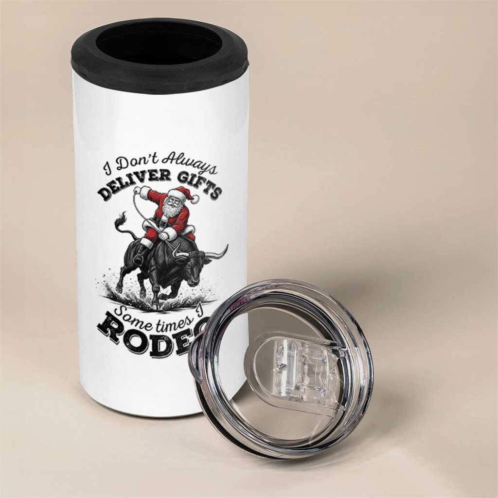 Funny Black Santa Cowboy Bull Rider Christmas 4 in 1 Can Cooler Tumbler I Do Not Deliver Gifts I Rodeo - Wonder Print Shop
