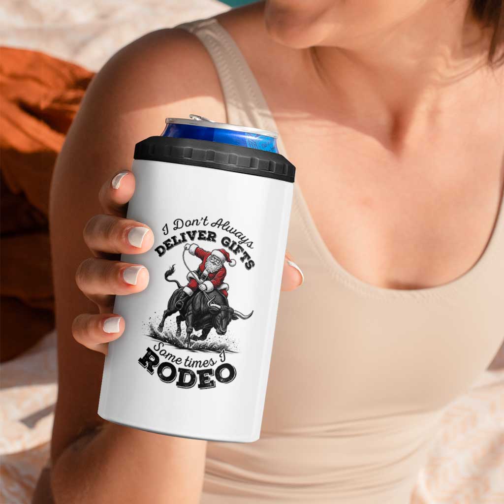 Funny Black Santa Cowboy Bull Rider Christmas 4 in 1 Can Cooler Tumbler I Do Not Deliver Gifts I Rodeo - Wonder Print Shop