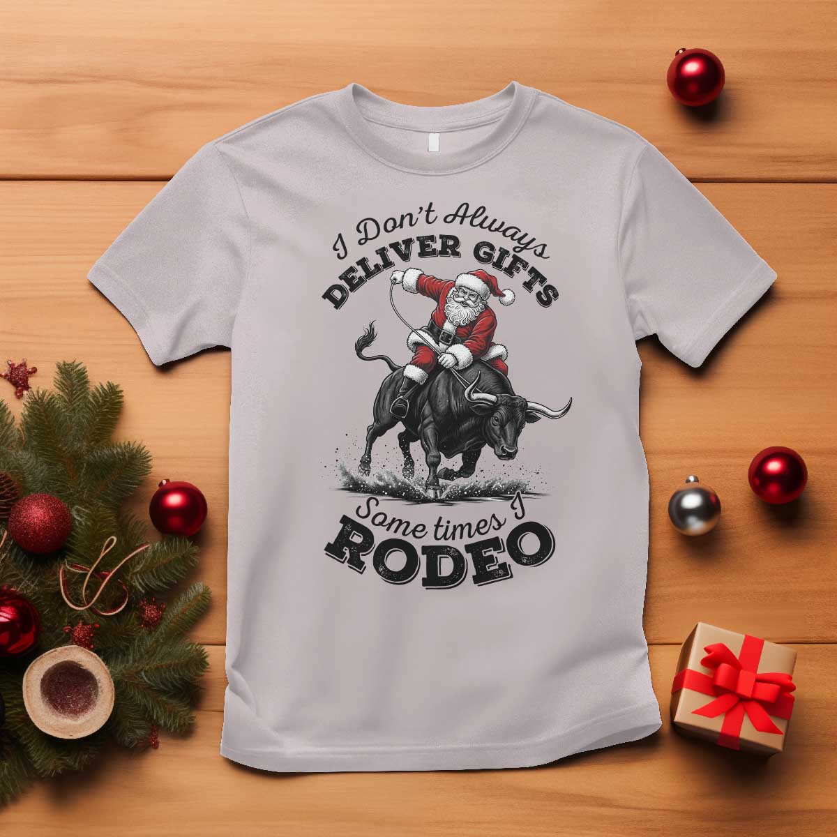 Funny Black Santa Cowboy Bull Rider Christmas T Shirt I Do Not Deliver Gifts I Rodeo - Wonder Print Shop