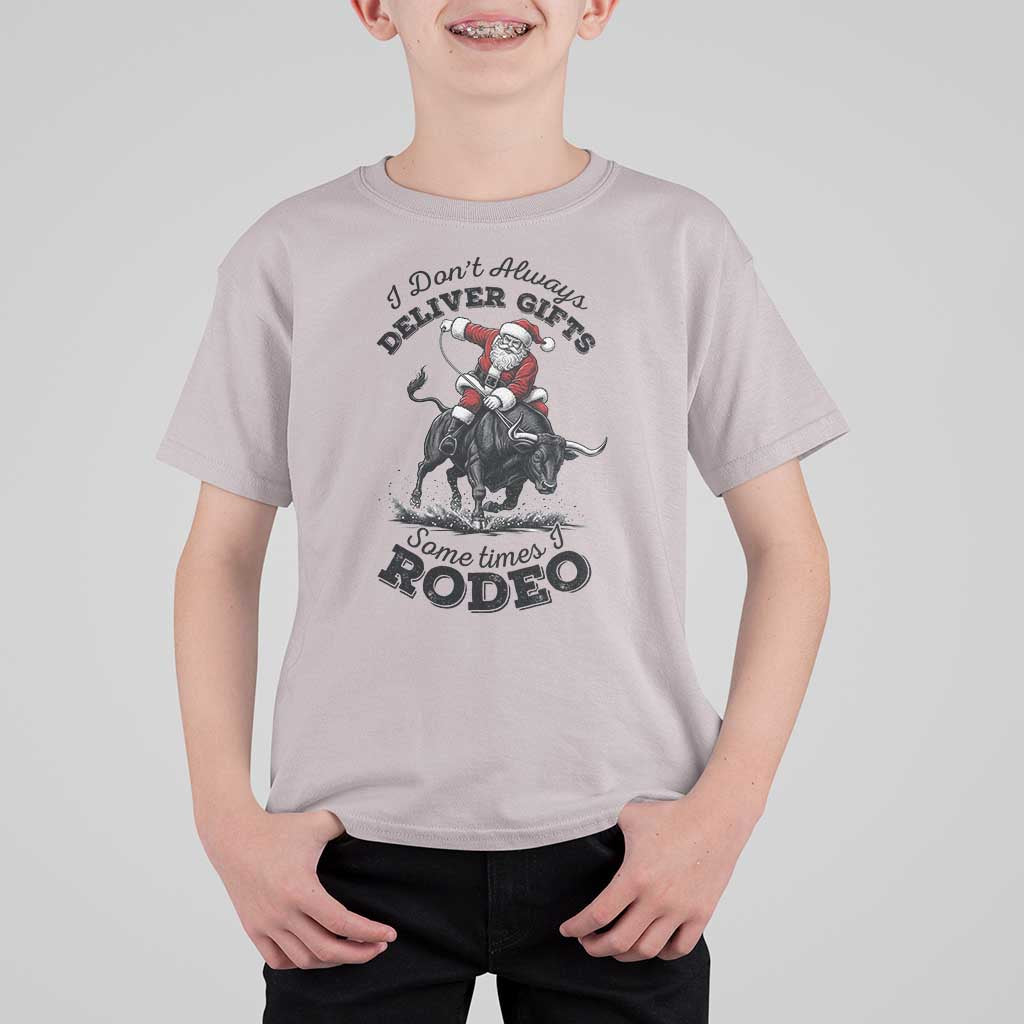 Funny Black Santa Cowboy Bull Rider Christmas T Shirt For Kid I Do Not Deliver Gifts I Rodeo - Wonder Print Shop