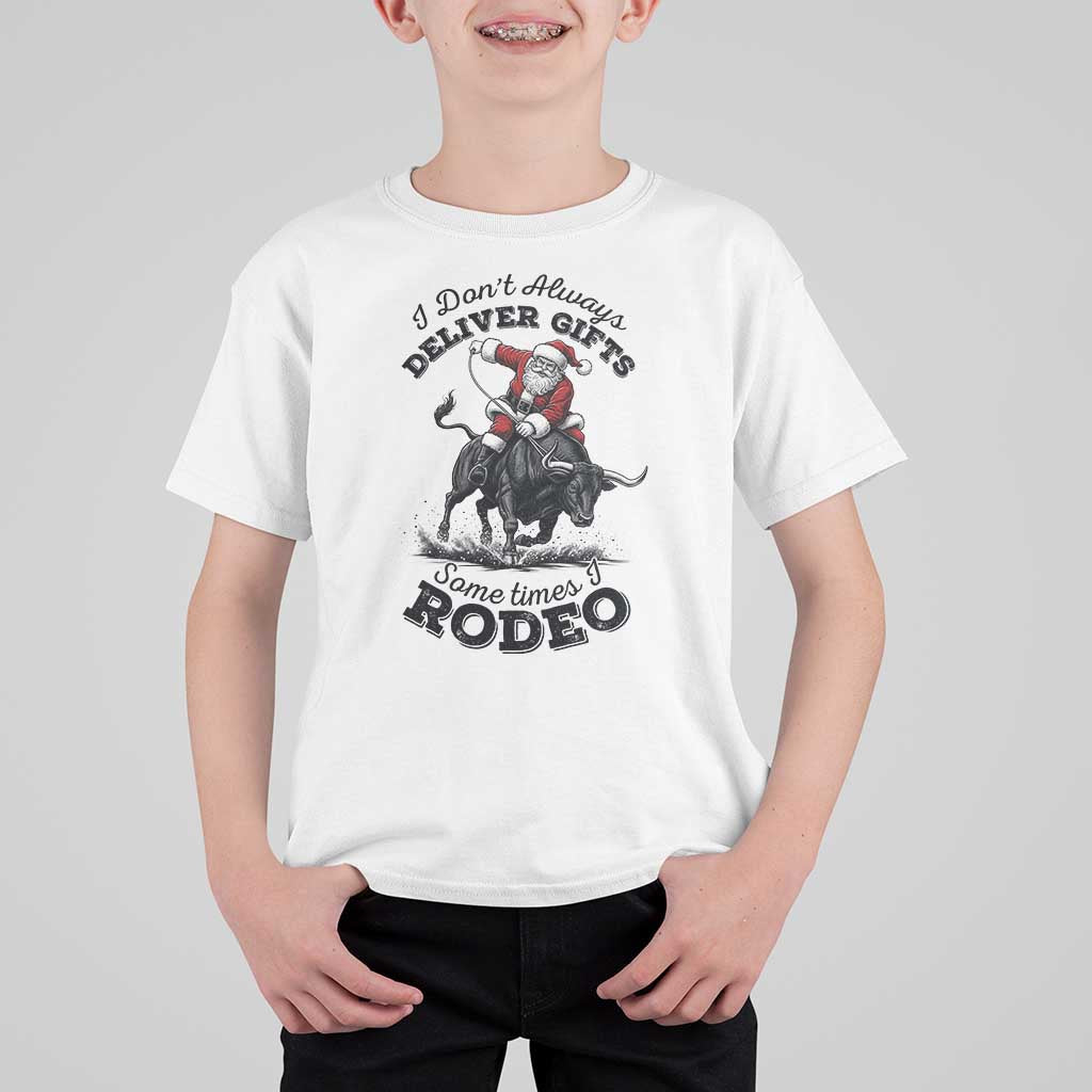 Funny Black Santa Cowboy Bull Rider Christmas T Shirt For Kid I Do Not Deliver Gifts I Rodeo - Wonder Print Shop