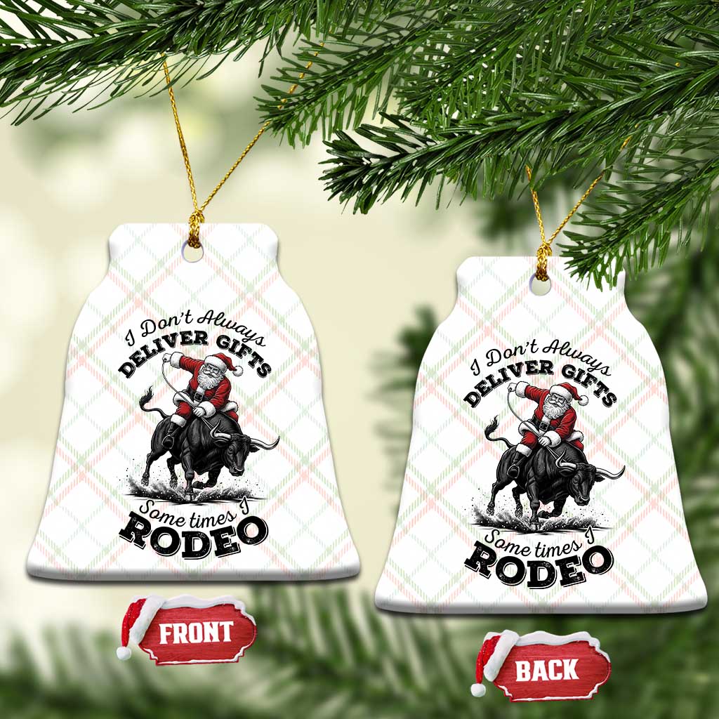 Funny Black Santa Cowboy Bull Rider Christmas Ceramic Ornament I Do Not Deliver Gifts I Rodeo - Wonder Print Shop