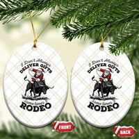 Funny Black Santa Cowboy Bull Rider Christmas Ceramic Ornament I Do Not Deliver Gifts I Rodeo - Wonder Print Shop