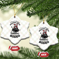 Funny Black Santa Cowboy Bull Rider Christmas Ceramic Ornament I Do Not Deliver Gifts I Rodeo - Wonder Print Shop