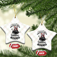 Funny Black Santa Cowboy Bull Rider Christmas Ceramic Ornament I Do Not Deliver Gifts I Rodeo - Wonder Print Shop
