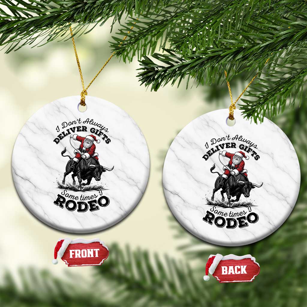 Funny Black Santa Cowboy Bull Rider Christmas Ceramic Ornament I Do Not Deliver Gifts I Rodeo - Wonder Print Shop