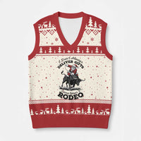 Funny Black Santa Cowboy Bull Rider Xmas V-Neck Knit Sweater Vest I Do Not Deliver Gifts I Rodeo - Wonder Print Shop