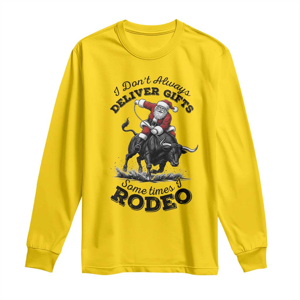 Funny Black Santa Cowboy Bull Rider Christmas Long Sleeve Shirt I Do Not Deliver Gifts I Rodeo - Wonder Print Shop