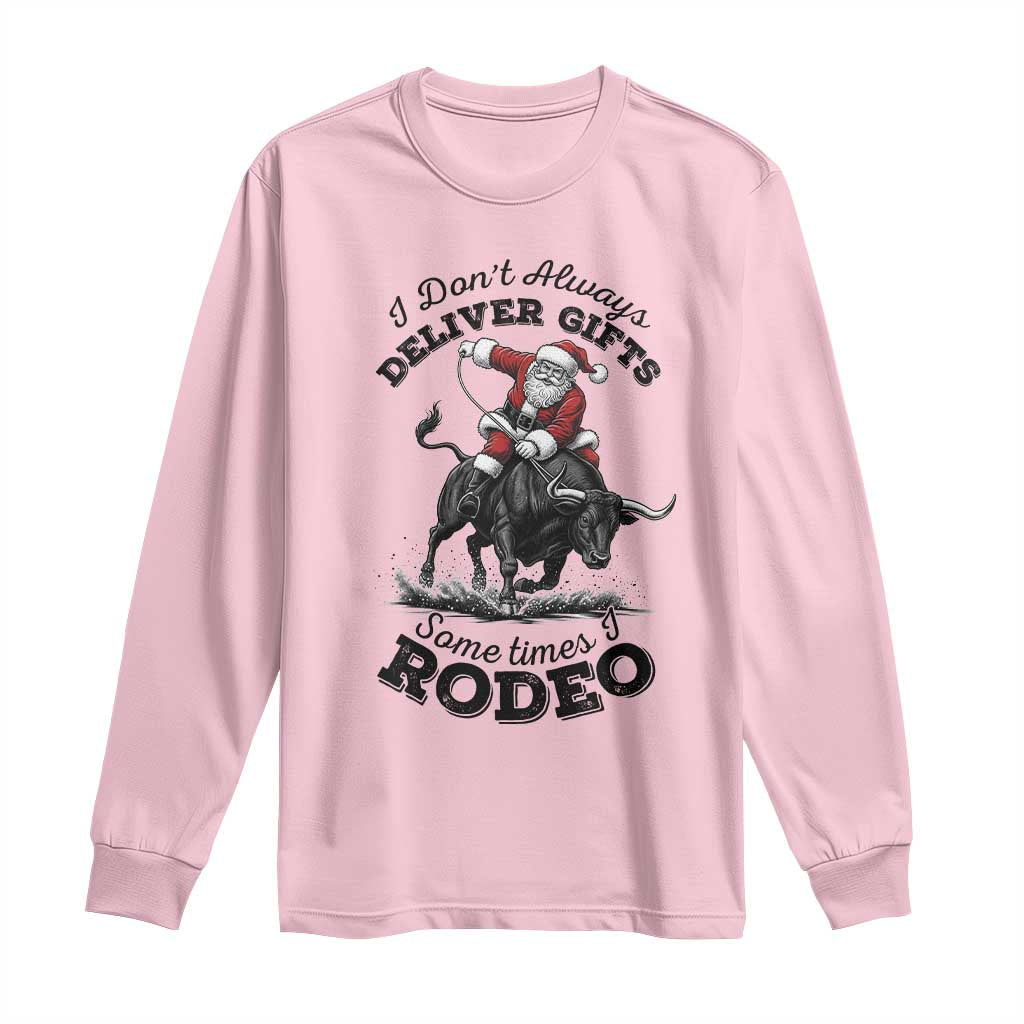 Funny Black Santa Cowboy Bull Rider Christmas Long Sleeve Shirt I Do Not Deliver Gifts I Rodeo - Wonder Print Shop