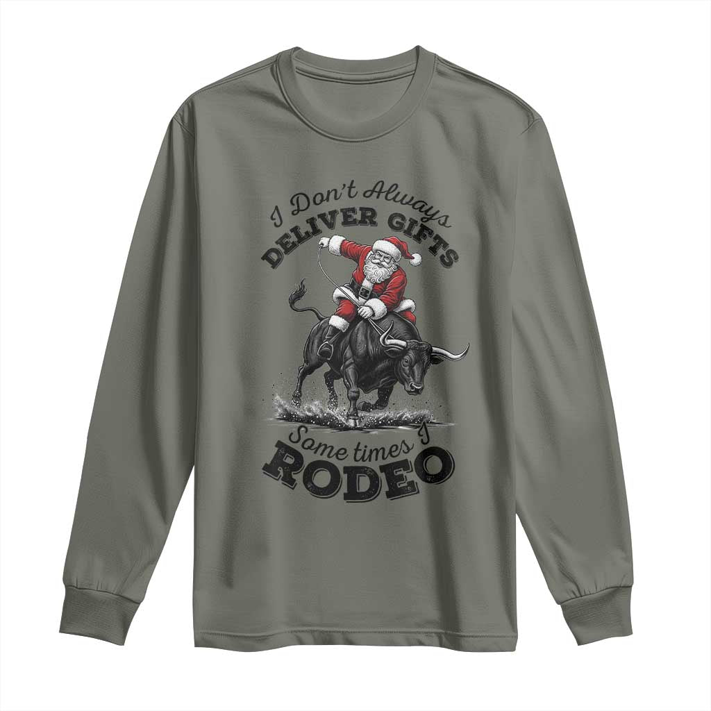 Funny Black Santa Cowboy Bull Rider Christmas Long Sleeve Shirt I Do Not Deliver Gifts I Rodeo - Wonder Print Shop