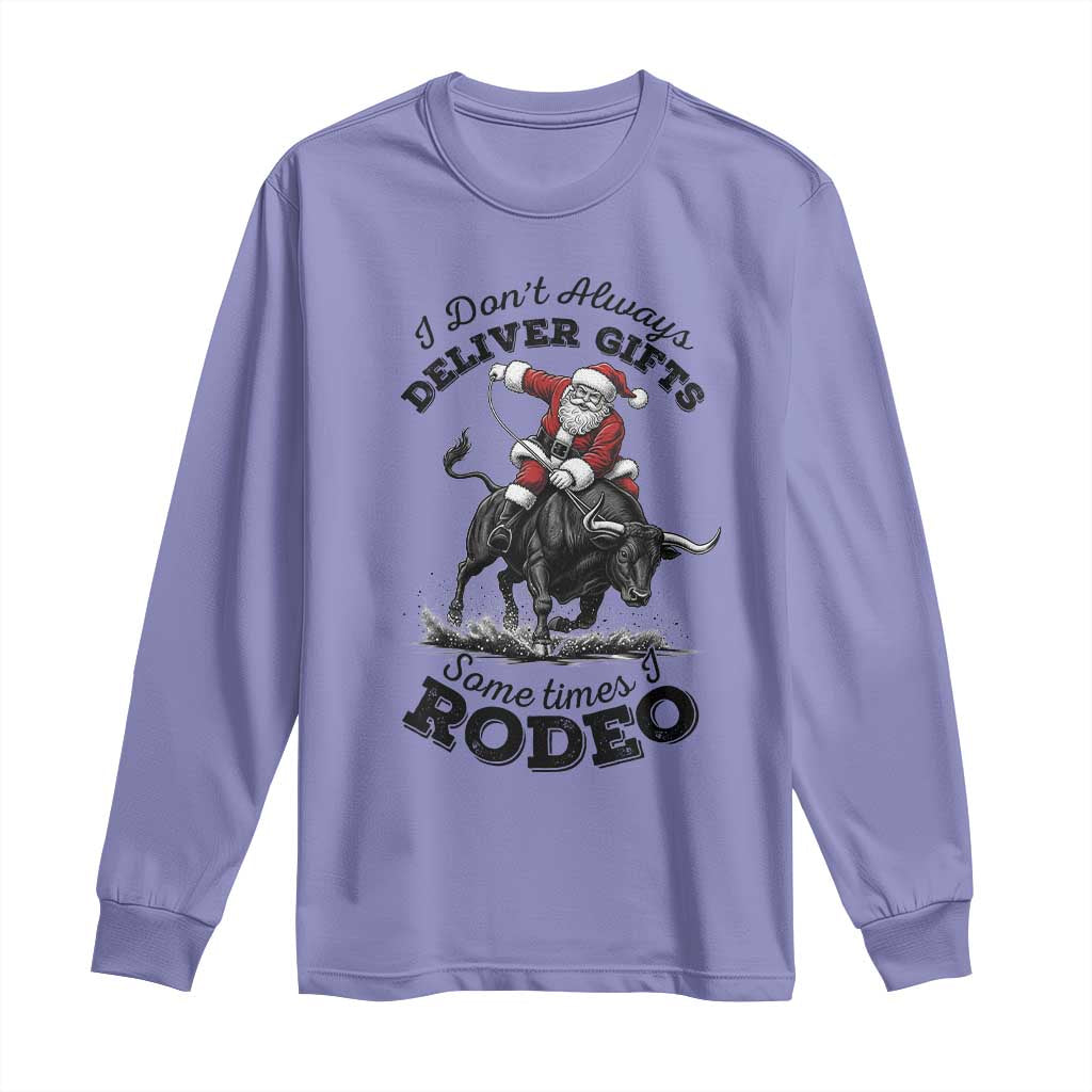 Funny Black Santa Cowboy Bull Rider Christmas Long Sleeve Shirt I Do Not Deliver Gifts I Rodeo - Wonder Print Shop
