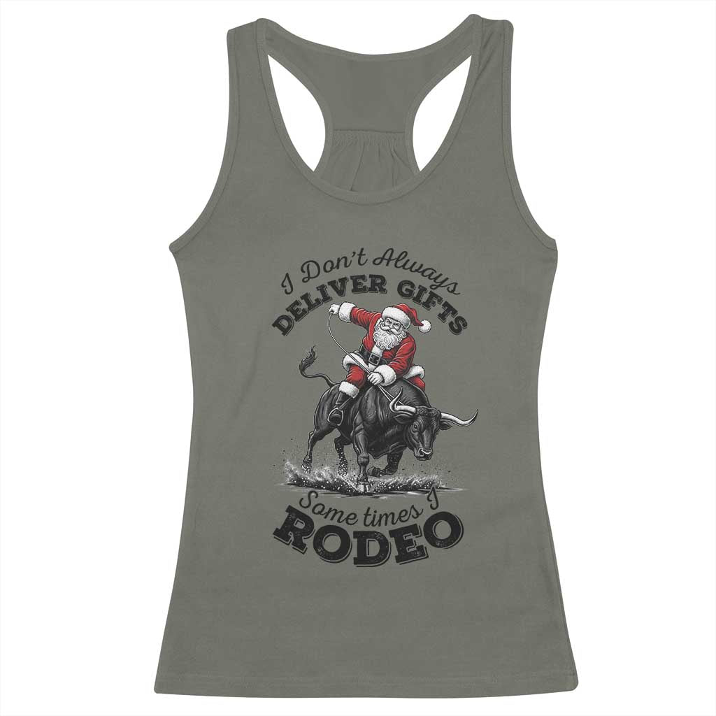 Funny Black Santa Cowboy Bull Rider Christmas Racerback Tank Top I Do Not Deliver Gifts I Rodeo - Wonder Print Shop