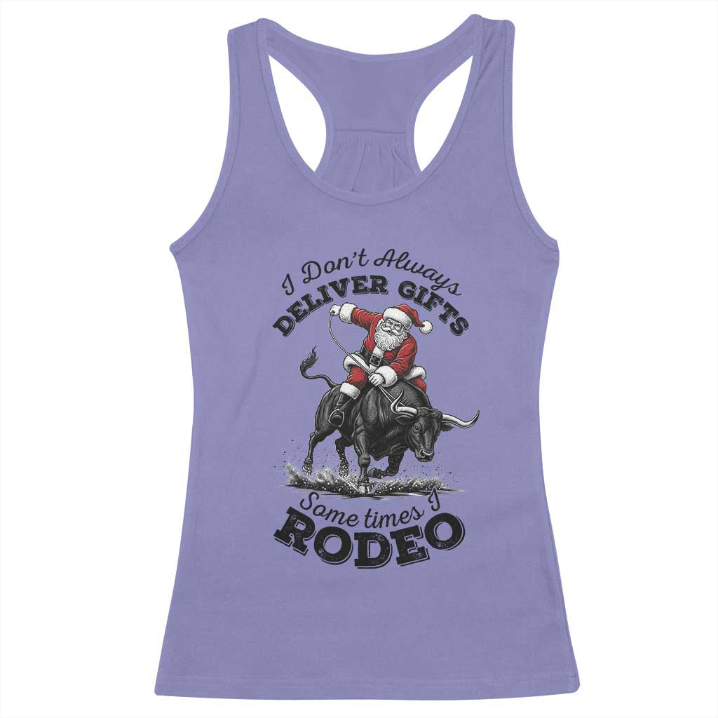 Funny Black Santa Cowboy Bull Rider Christmas Racerback Tank Top I Do Not Deliver Gifts I Rodeo - Wonder Print Shop