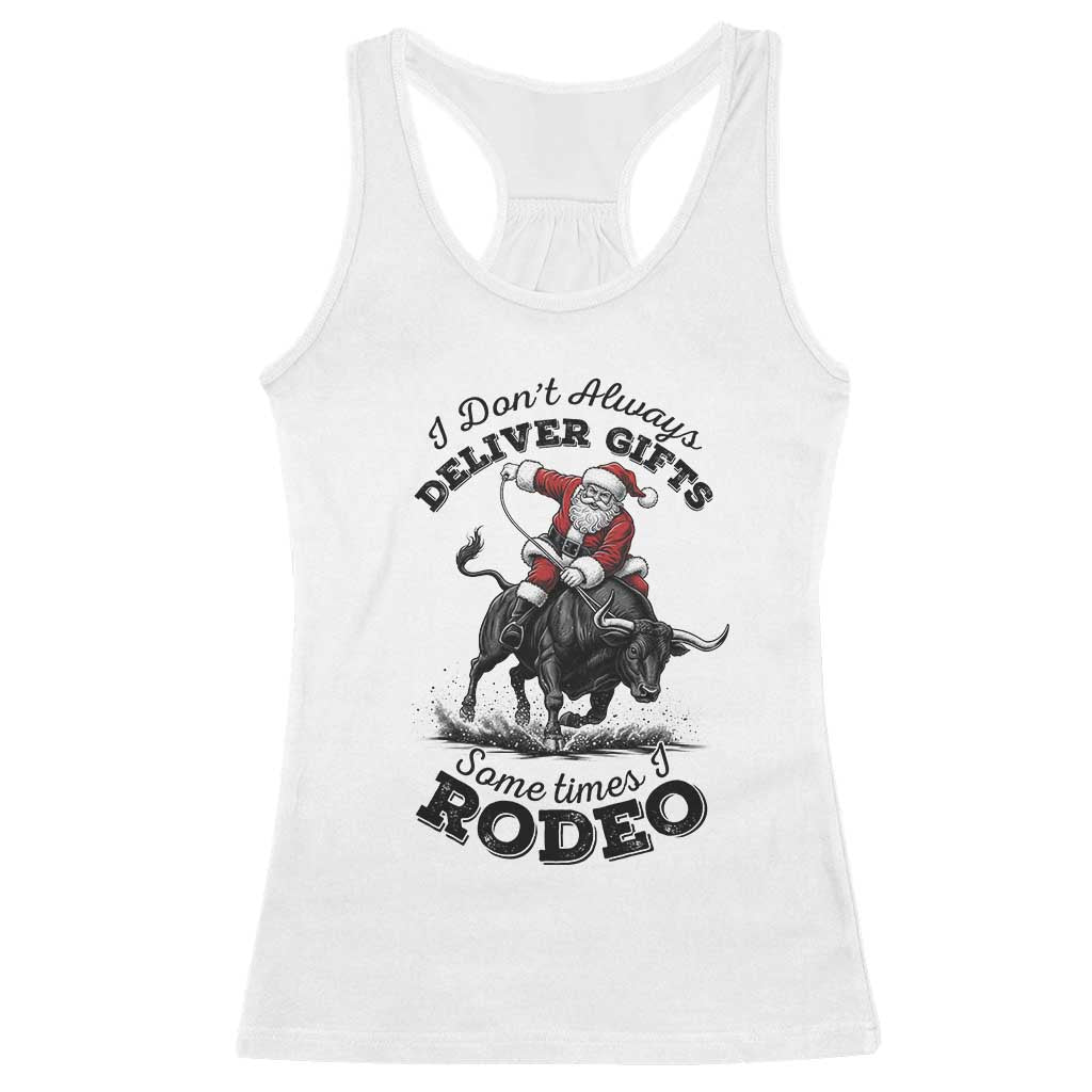 Funny Black Santa Cowboy Bull Rider Christmas Racerback Tank Top I Do Not Deliver Gifts I Rodeo - Wonder Print Shop