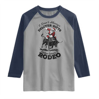 Funny Black Santa Cowboy Bull Rider Christmas Raglan Shirt I Do Not Deliver Gifts I Rodeo - Wonder Print Shop
