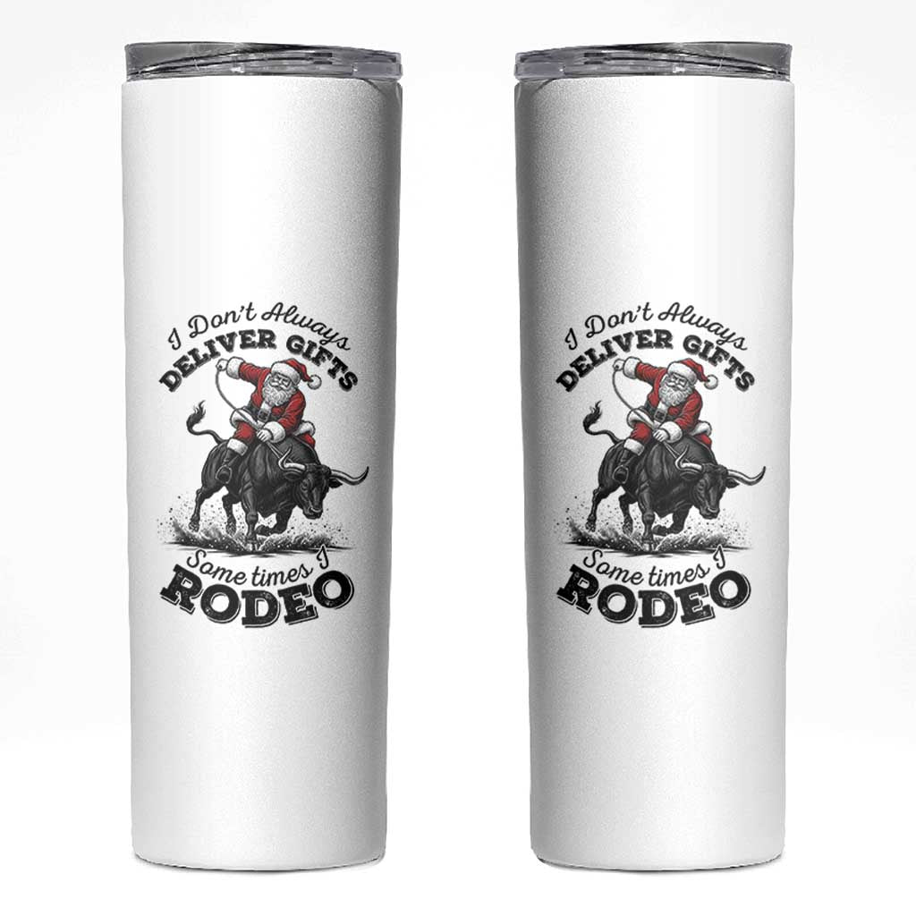 Funny Black Santa Cowboy Bull Rider Christmas Skinny Tumbler I Do Not Deliver Gifts I Rodeo - Wonder Print Shop