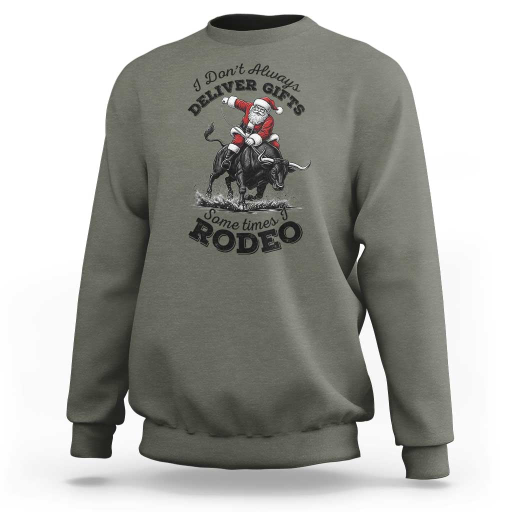 Funny Black Santa Cowboy Bull Rider Christmas Sweatshirt I Do Not Deliver Gifts I Rodeo - Wonder Print Shop