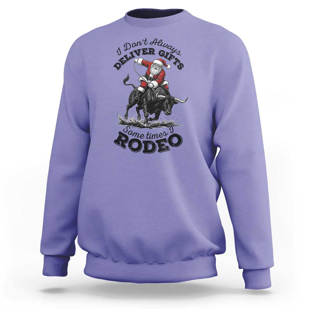 Funny Black Santa Cowboy Bull Rider Christmas Sweatshirt I Do Not Deliver Gifts I Rodeo - Wonder Print Shop