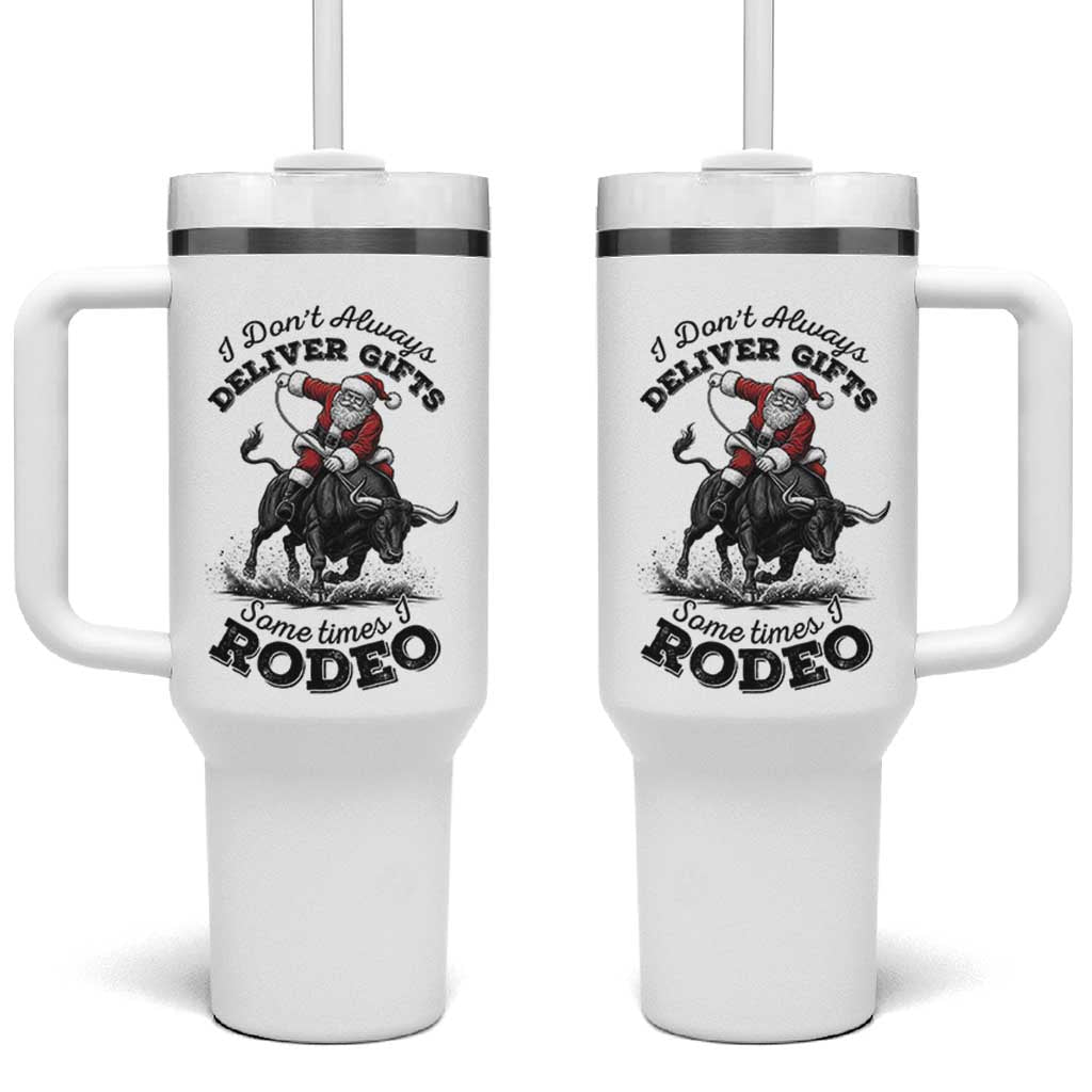 Funny Black Santa Cowboy Bull Rider Christmas Tumbler With Handle I Do Not Deliver Gifts I Rodeo - Wonder Print Shop
