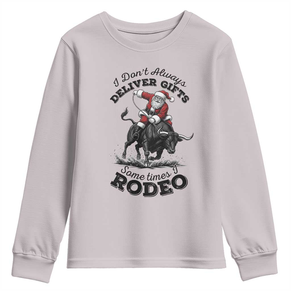 Funny Black Santa Cowboy Bull Rider Christmas Youth Sweatshirt I Do Not Deliver Gifts I Rodeo - Wonder Print Shop