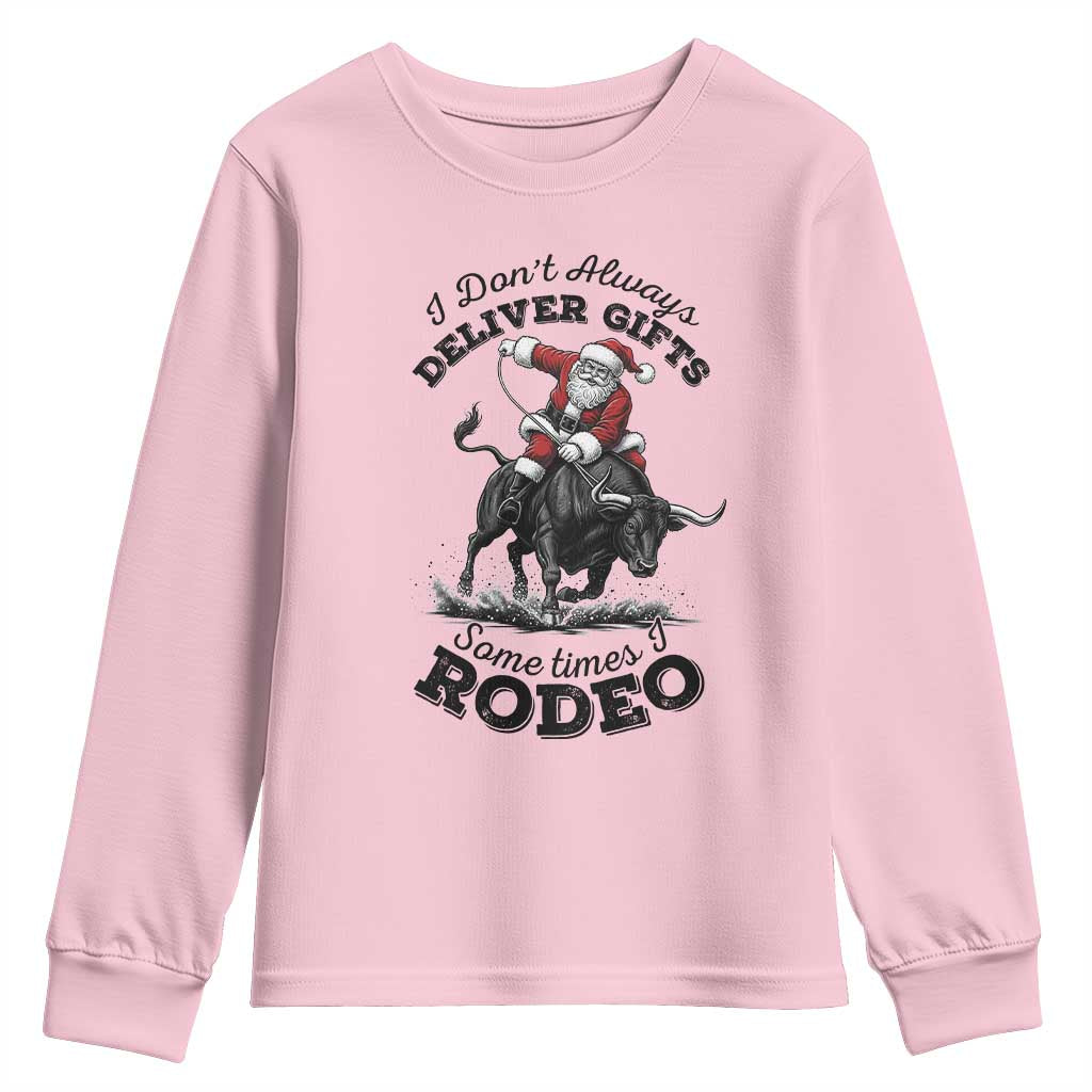Funny Black Santa Cowboy Bull Rider Christmas Youth Sweatshirt I Do Not Deliver Gifts I Rodeo - Wonder Print Shop