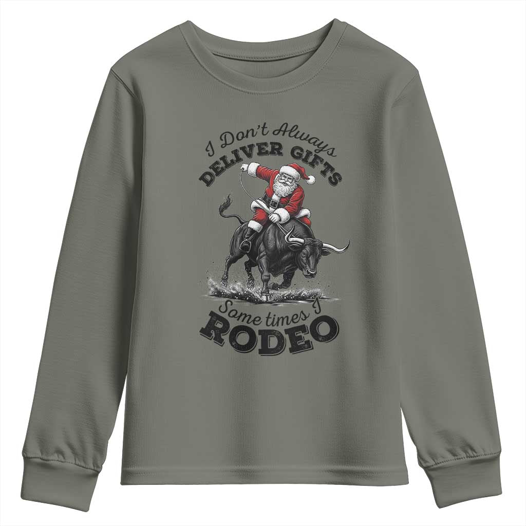 Funny Black Santa Cowboy Bull Rider Christmas Youth Sweatshirt I Do Not Deliver Gifts I Rodeo - Wonder Print Shop
