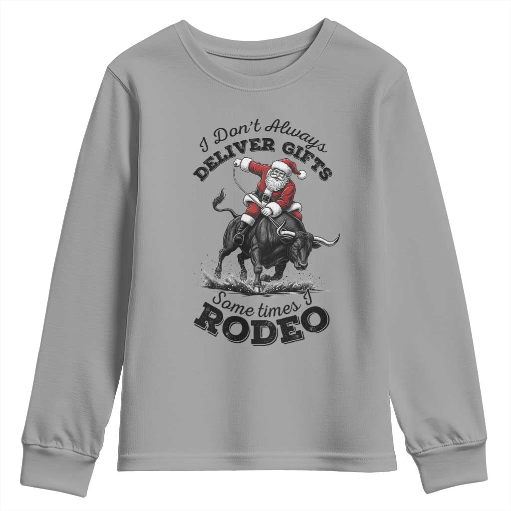 Funny Black Santa Cowboy Bull Rider Christmas Youth Sweatshirt I Do Not Deliver Gifts I Rodeo - Wonder Print Shop