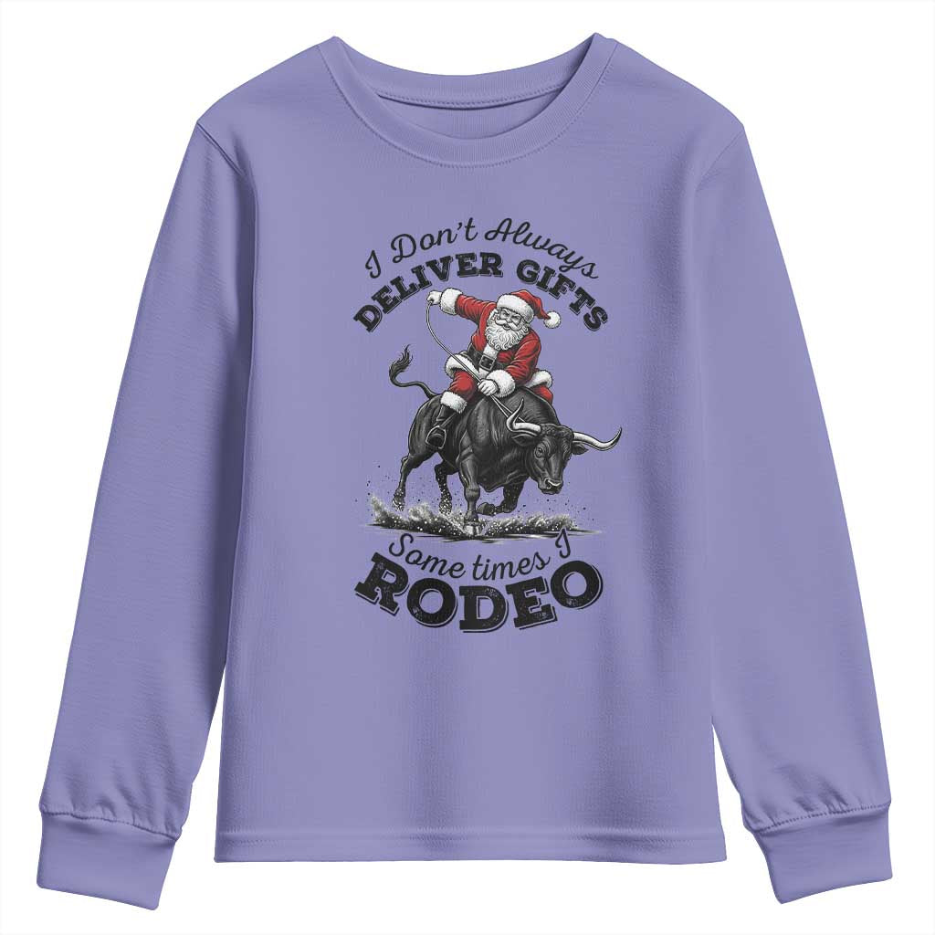Funny Black Santa Cowboy Bull Rider Christmas Youth Sweatshirt I Do Not Deliver Gifts I Rodeo - Wonder Print Shop