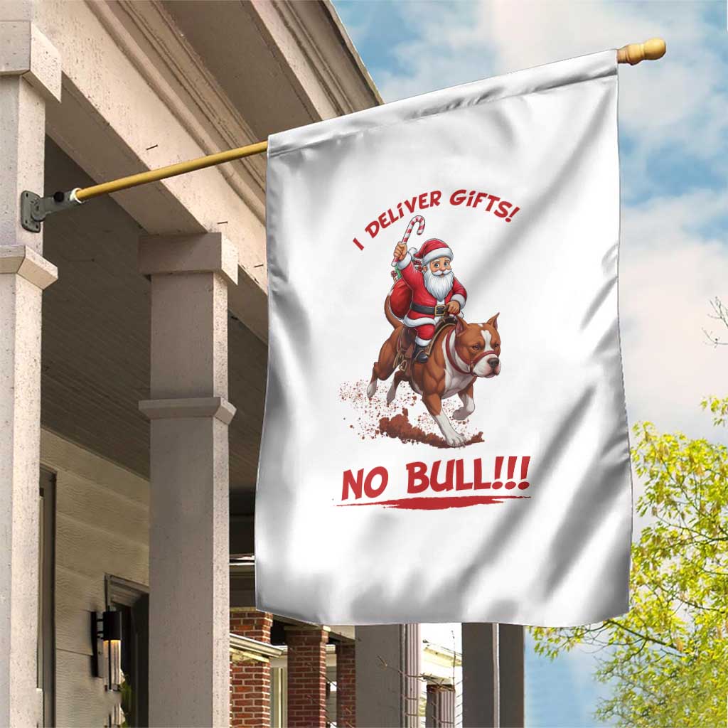 Funny Santa Pitbull Christmas Garden Flag I Deliver Gifts No Bull - Wonder Print Shop