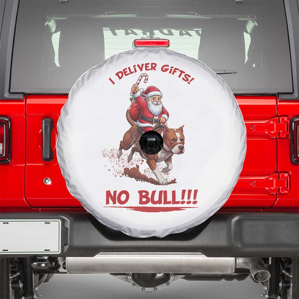 Funny Santa Pitbull Christmas Spare Tire Cover I Deliver Gifts No Bull - Wonder Print Shop