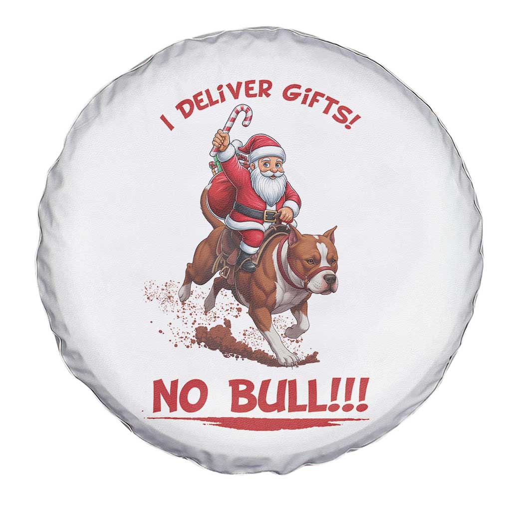 Funny Santa Pitbull Christmas Spare Tire Cover I Deliver Gifts No Bull - Wonder Print Shop