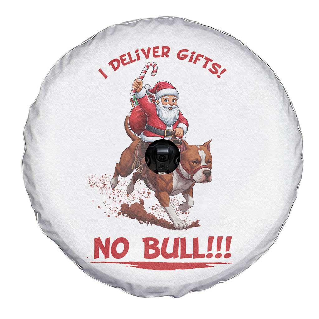 Funny Santa Pitbull Christmas Spare Tire Cover I Deliver Gifts No Bull - Wonder Print Shop