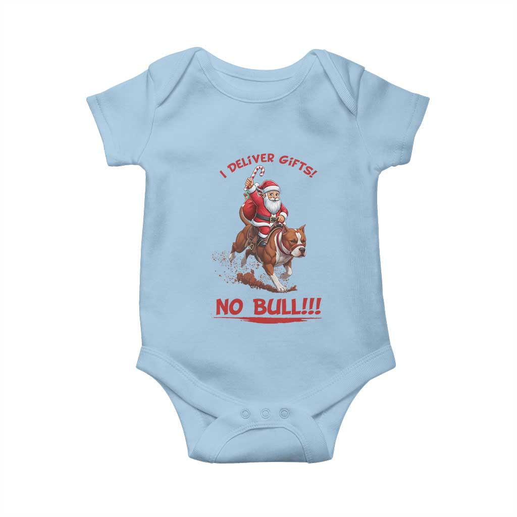 Funny Santa Pitbull Christmas Baby Onesie I Deliver Gifts No Bull - Wonder Print Shop