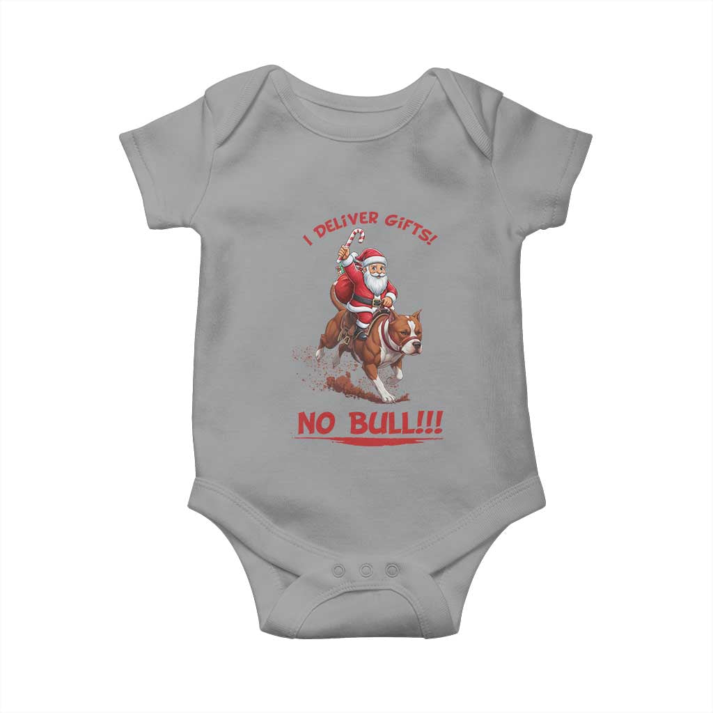 Funny Santa Pitbull Christmas Baby Onesie I Deliver Gifts No Bull - Wonder Print Shop