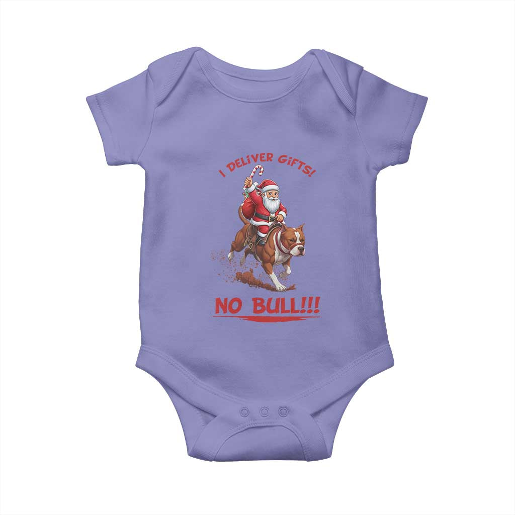 Funny Santa Pitbull Christmas Baby Onesie I Deliver Gifts No Bull - Wonder Print Shop