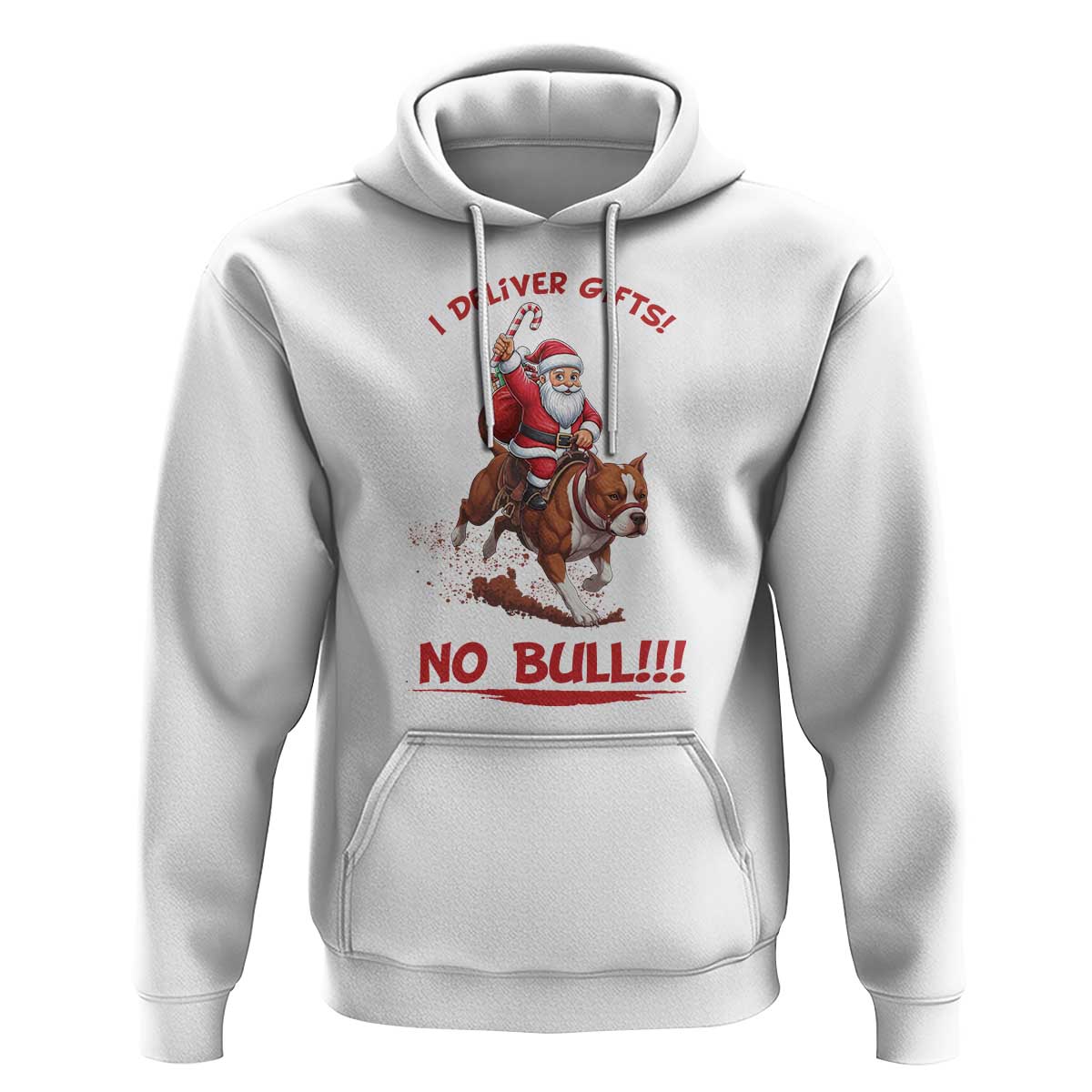Funny Santa Pitbull Christmas Hoodie I Deliver Gifts No Bull - Wonder Print Shop