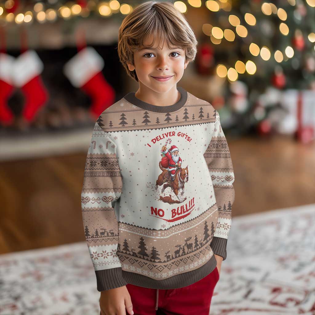 Funny Santa Pitbull Xmas Ugly Christmas Sweater I Deliver Gifts No Bull - Wonder Print Shop