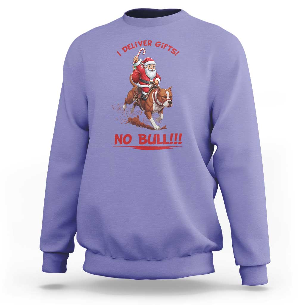 Funny Santa Pitbull Christmas Sweatshirt I Deliver Gifts No Bull - Wonder Print Shop