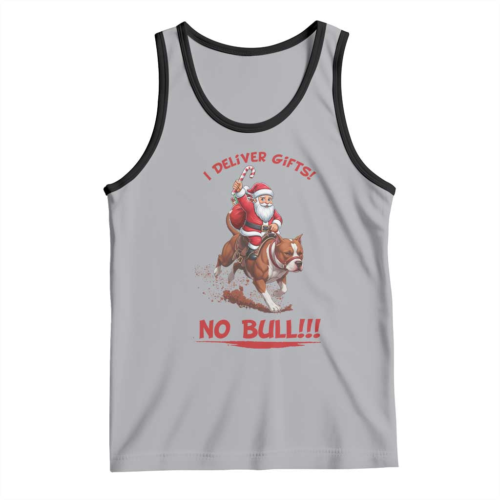Funny Santa Pitbull Christmas Tank Top I Deliver Gifts No Bull - Wonder Print Shop