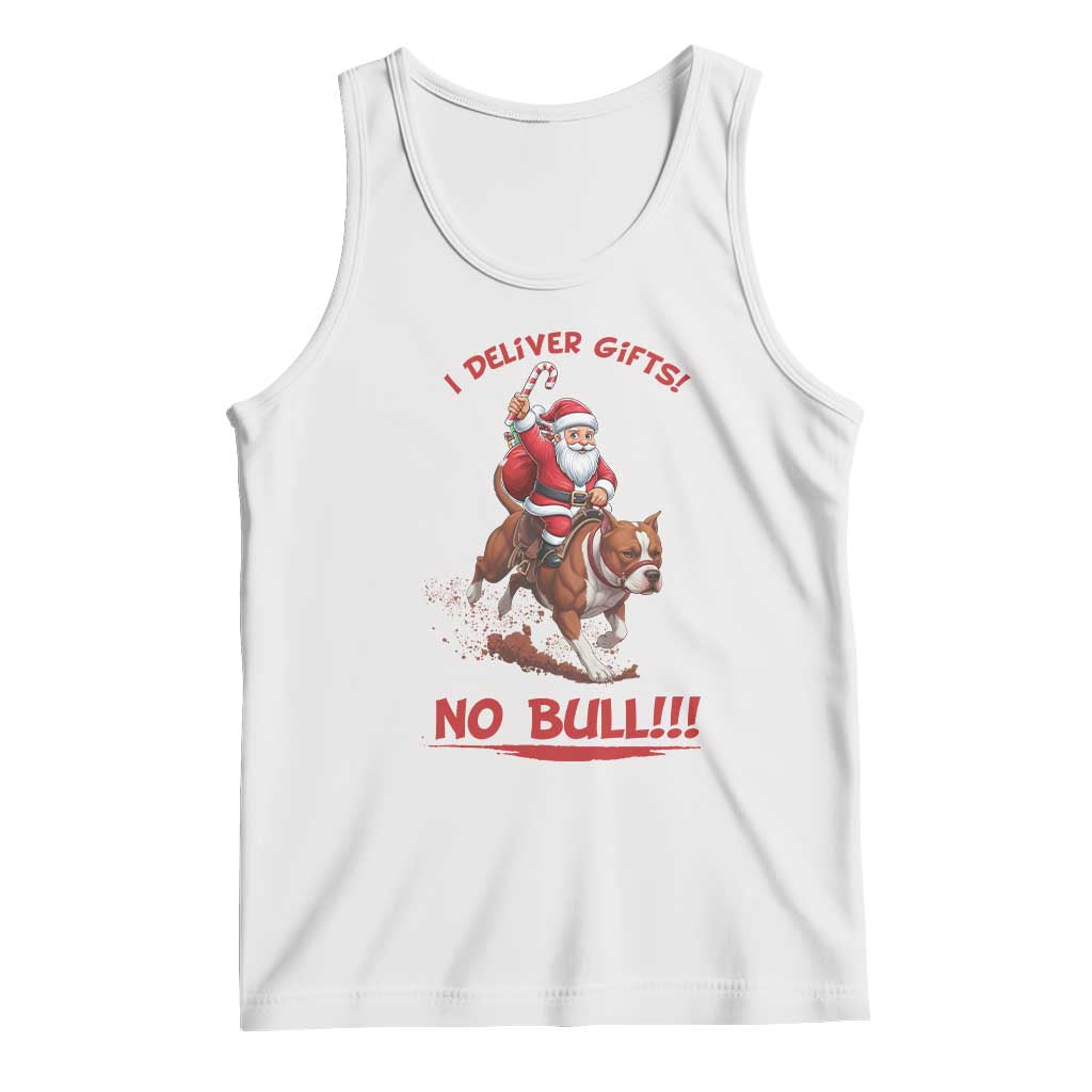 Funny Santa Pitbull Christmas Tank Top I Deliver Gifts No Bull - Wonder Print Shop