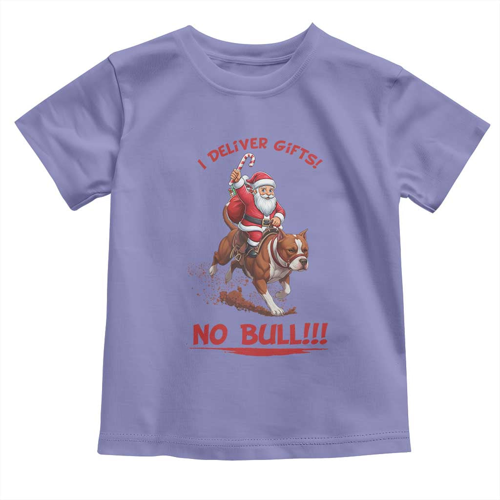 Funny Santa Pitbull Christmas Toddler T Shirt I Deliver Gifts No Bull - Wonder Print Shop