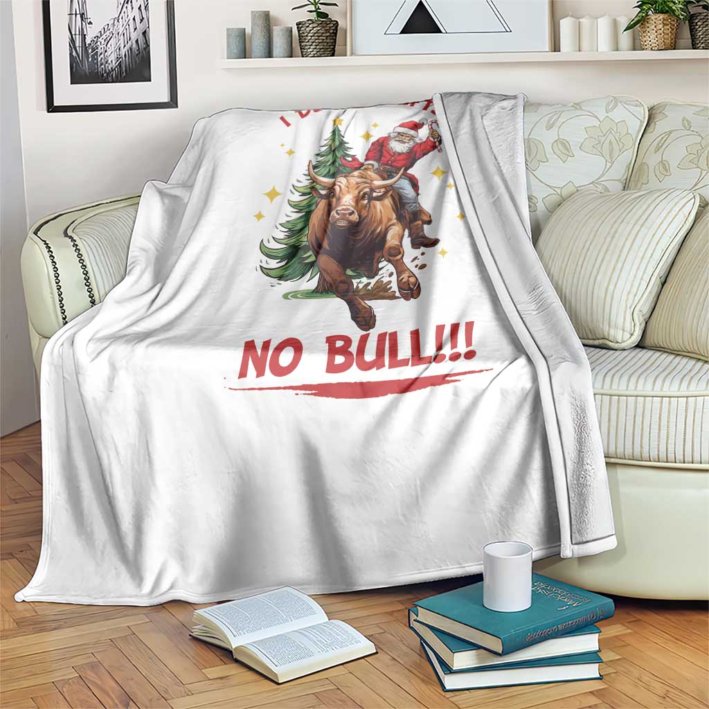 Funny Black Santa Bull Riding Christmas Throw Blanket I Deliver Gifts No Bull - Wonder Print Shop