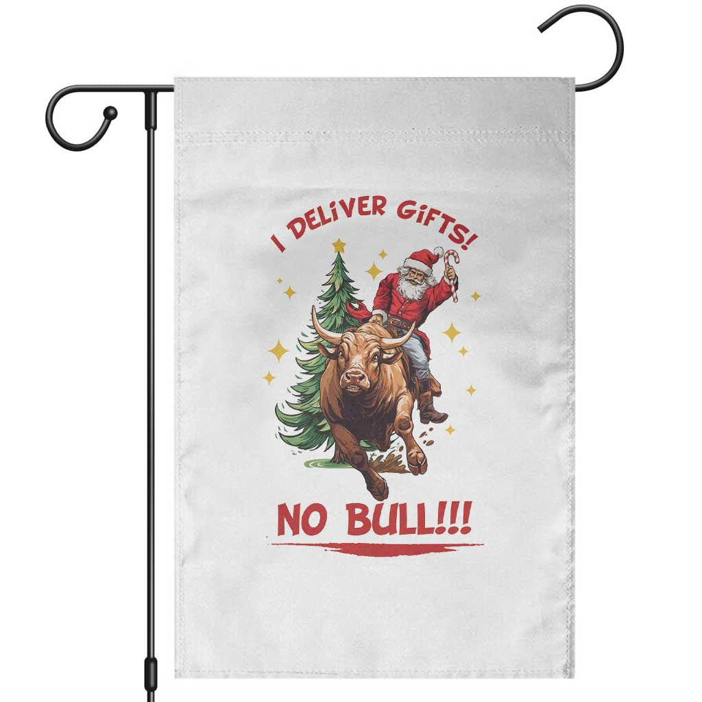Funny Black Santa Bull Riding Christmas Garden Flag I Deliver Gifts No Bull - Wonder Print Shop