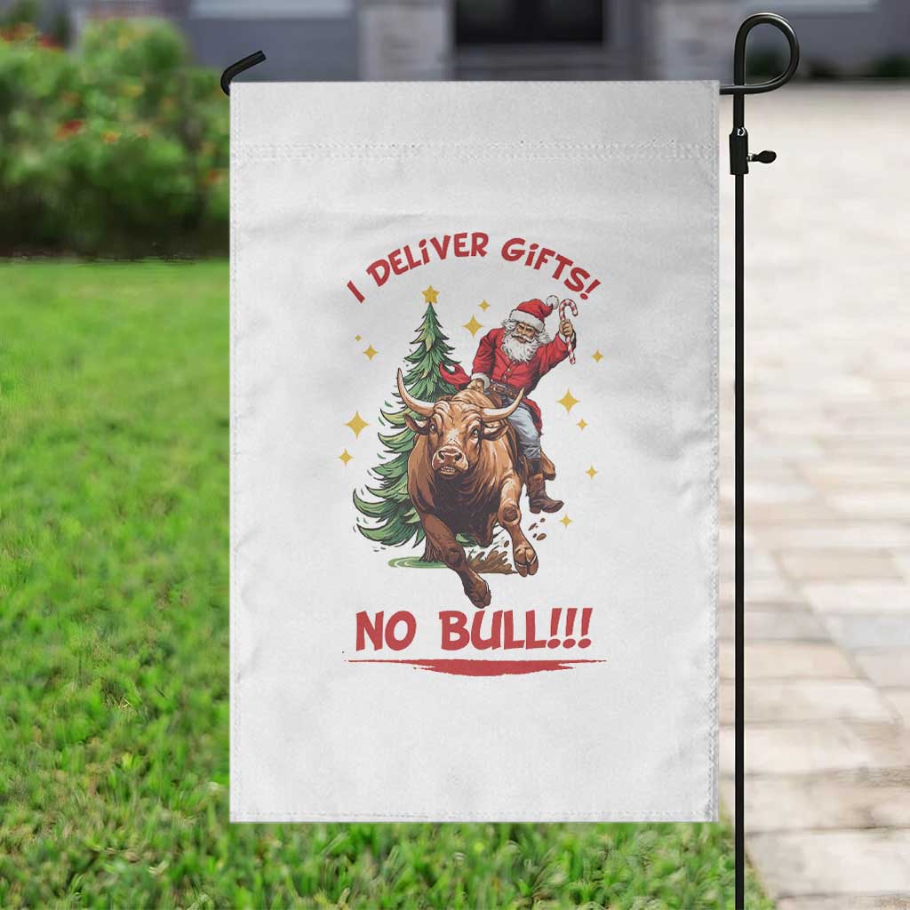 Funny Black Santa Bull Riding Christmas Garden Flag I Deliver Gifts No Bull - Wonder Print Shop