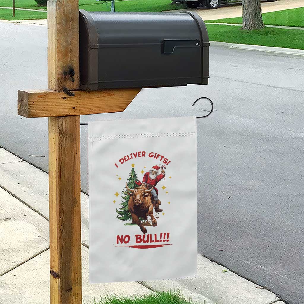 Funny Black Santa Bull Riding Christmas Garden Flag I Deliver Gifts No Bull - Wonder Print Shop