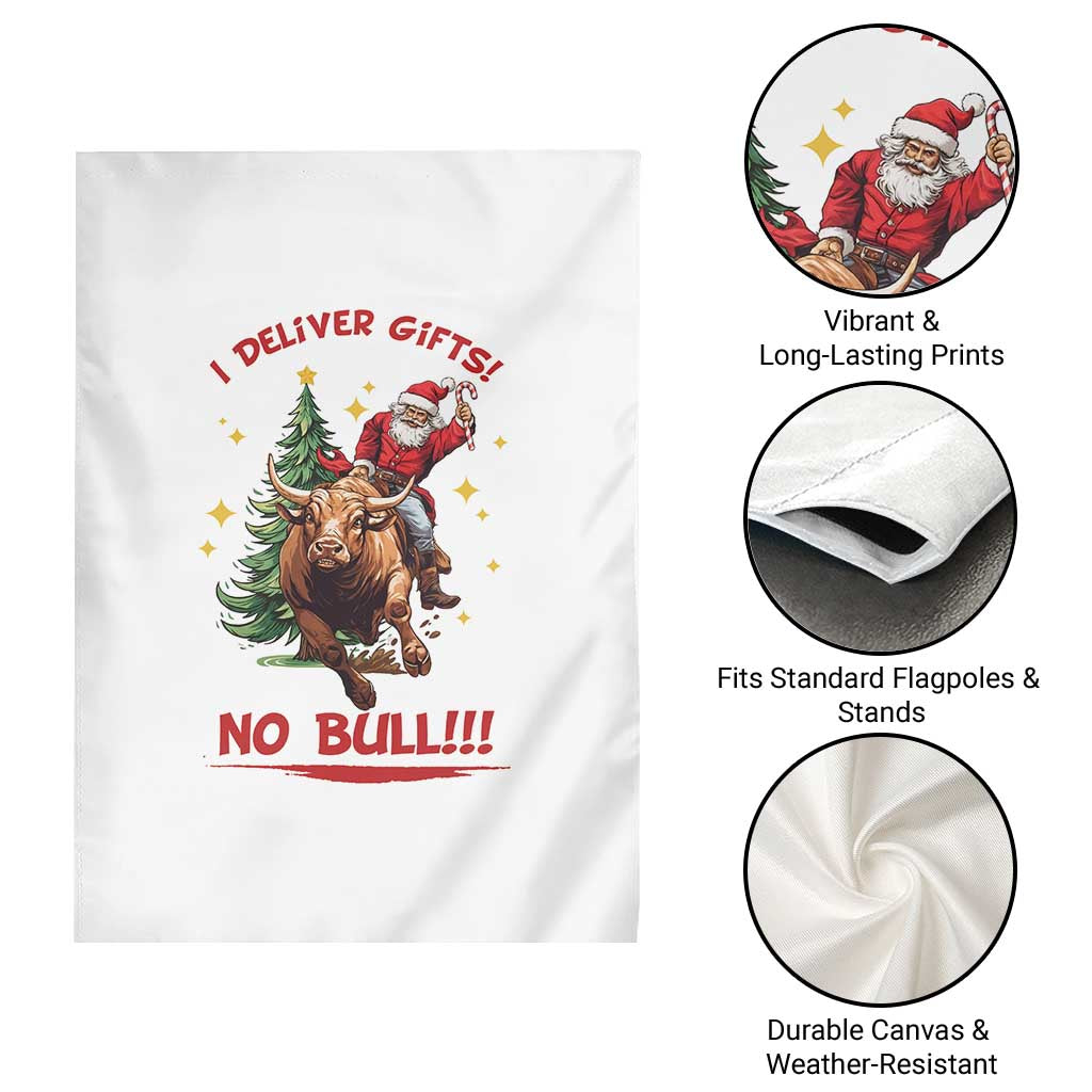Funny Black Santa Bull Riding Christmas Garden Flag I Deliver Gifts No Bull - Wonder Print Shop