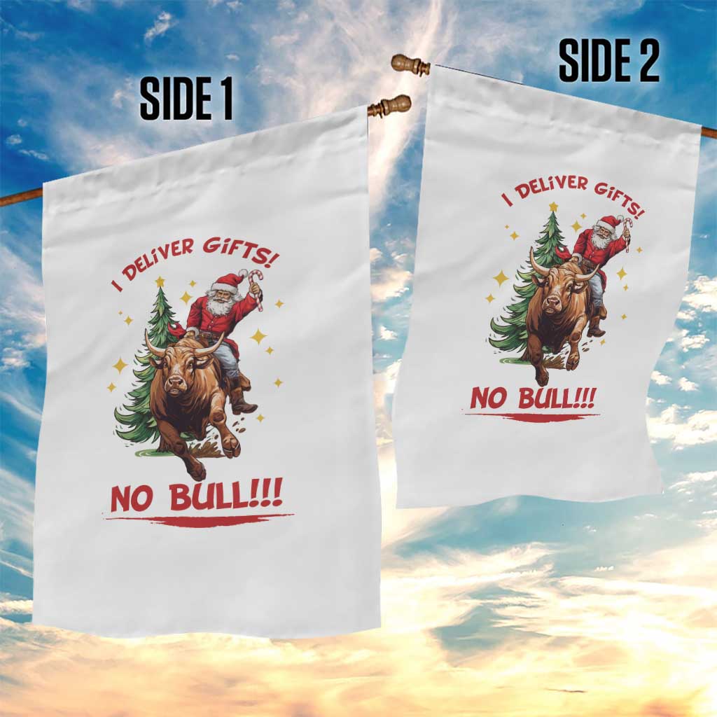 Funny Black Santa Bull Riding Christmas Garden Flag I Deliver Gifts No Bull - Wonder Print Shop