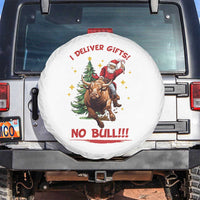 Funny Black Santa Bull Riding Christmas Spare Tire Cover I Deliver Gifts No Bull - Wonder Print Shop